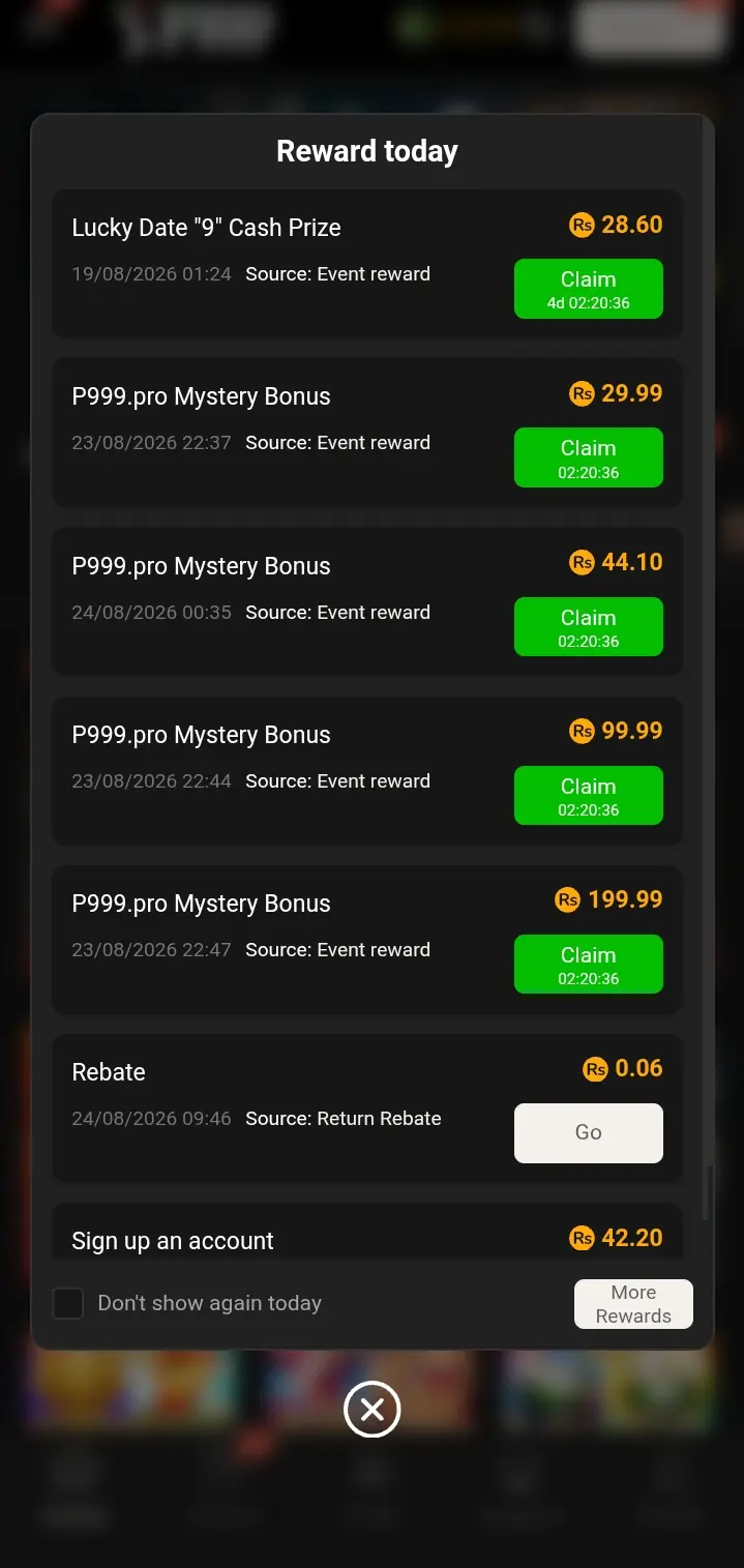 p999 game Bonuses