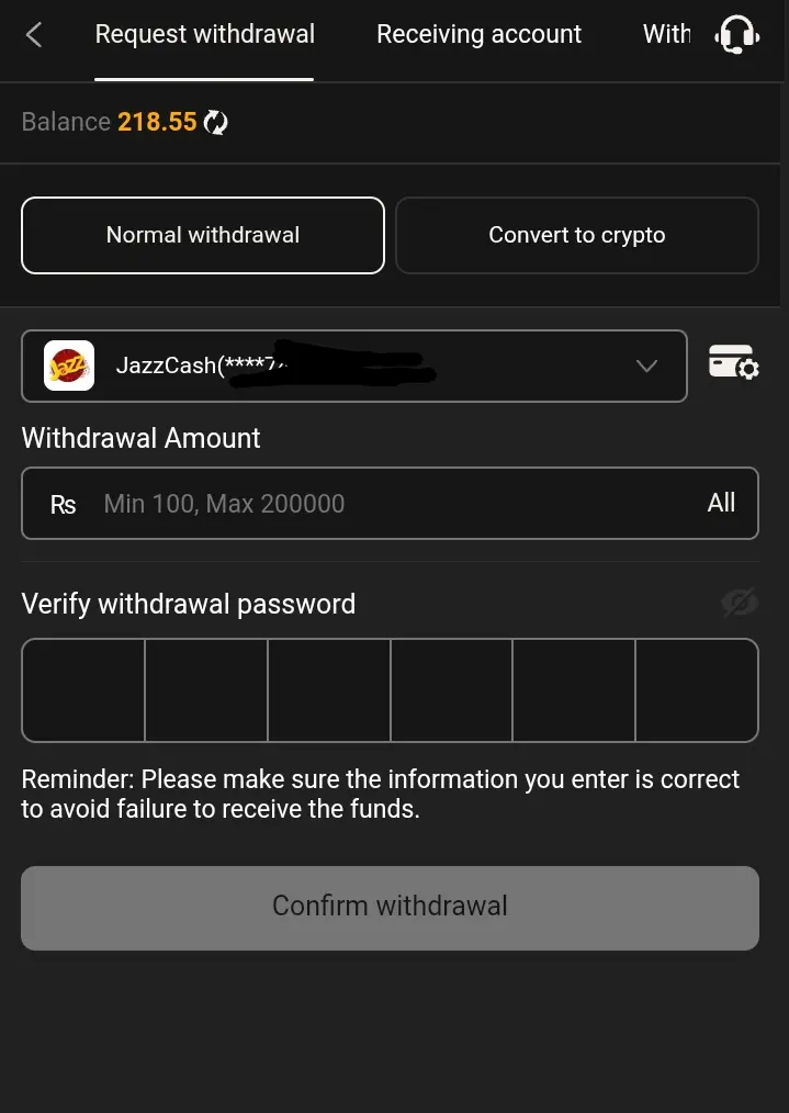 p999 game Withdraw